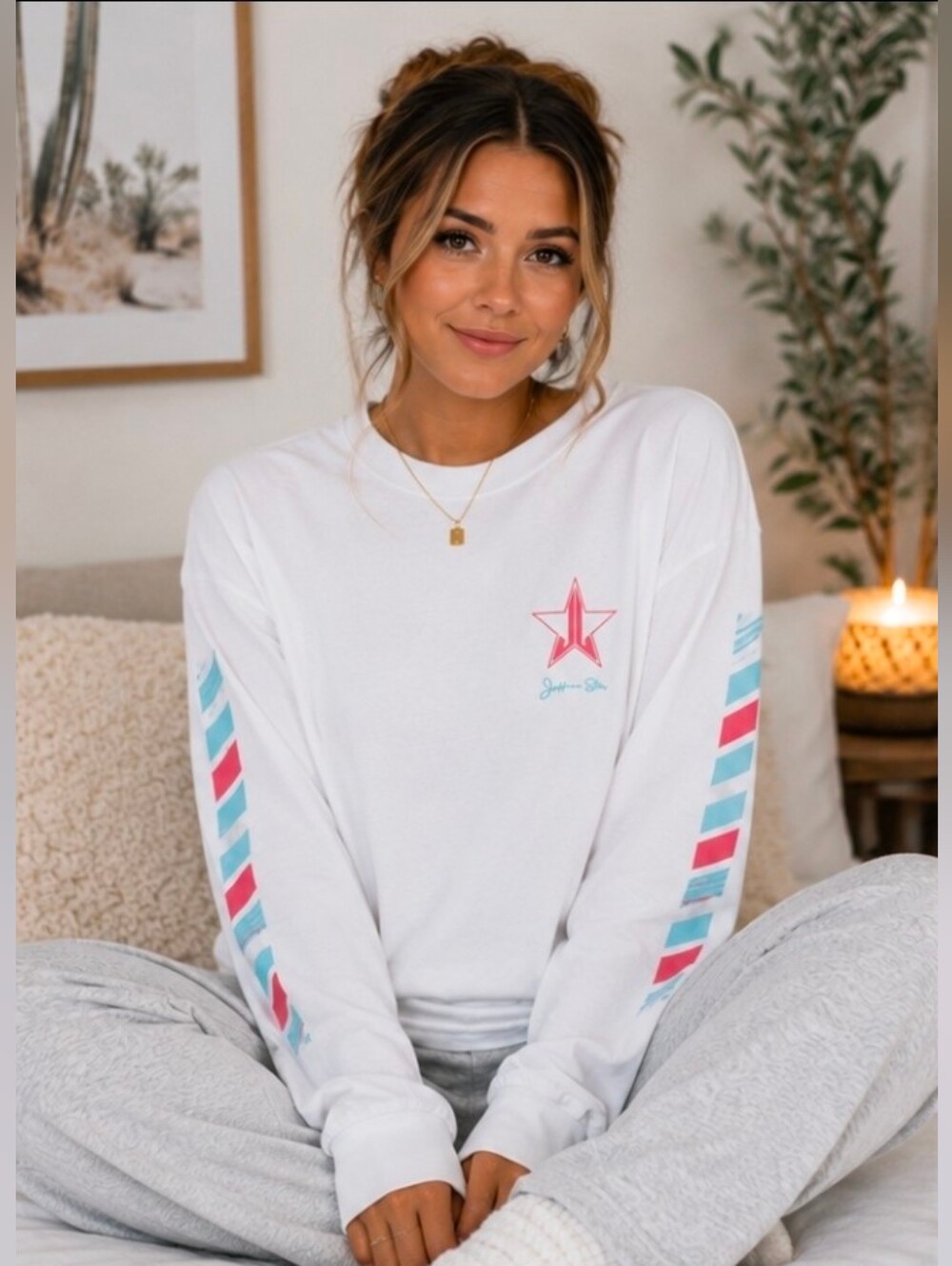 Jeffree Star Holiday Snowflake Long Sleeve Tee White Graphic Shirt Unisex